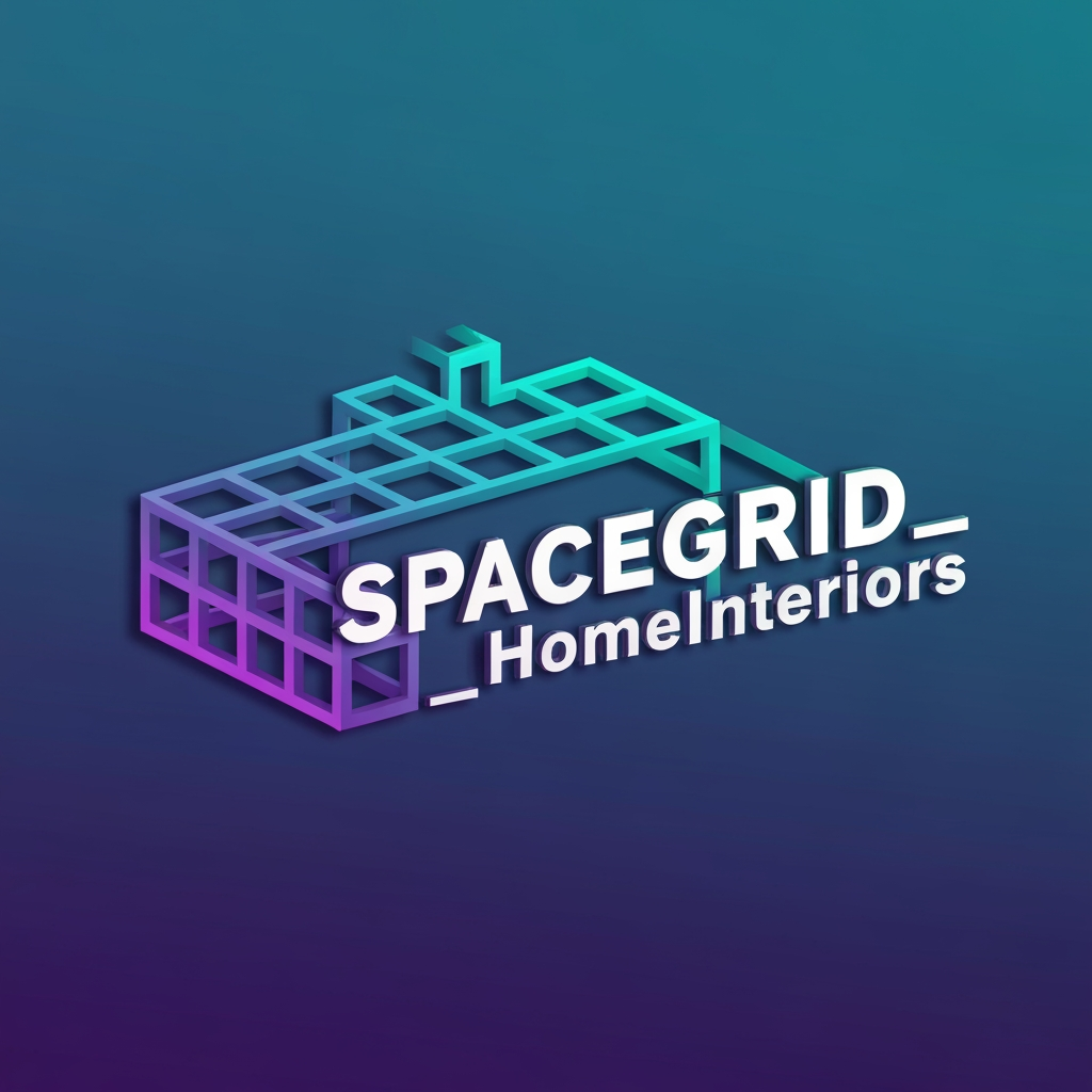 AI Design for create a dynaminc 3d logo for my interior brand naming "SpaceGrid_HomeInteriors"