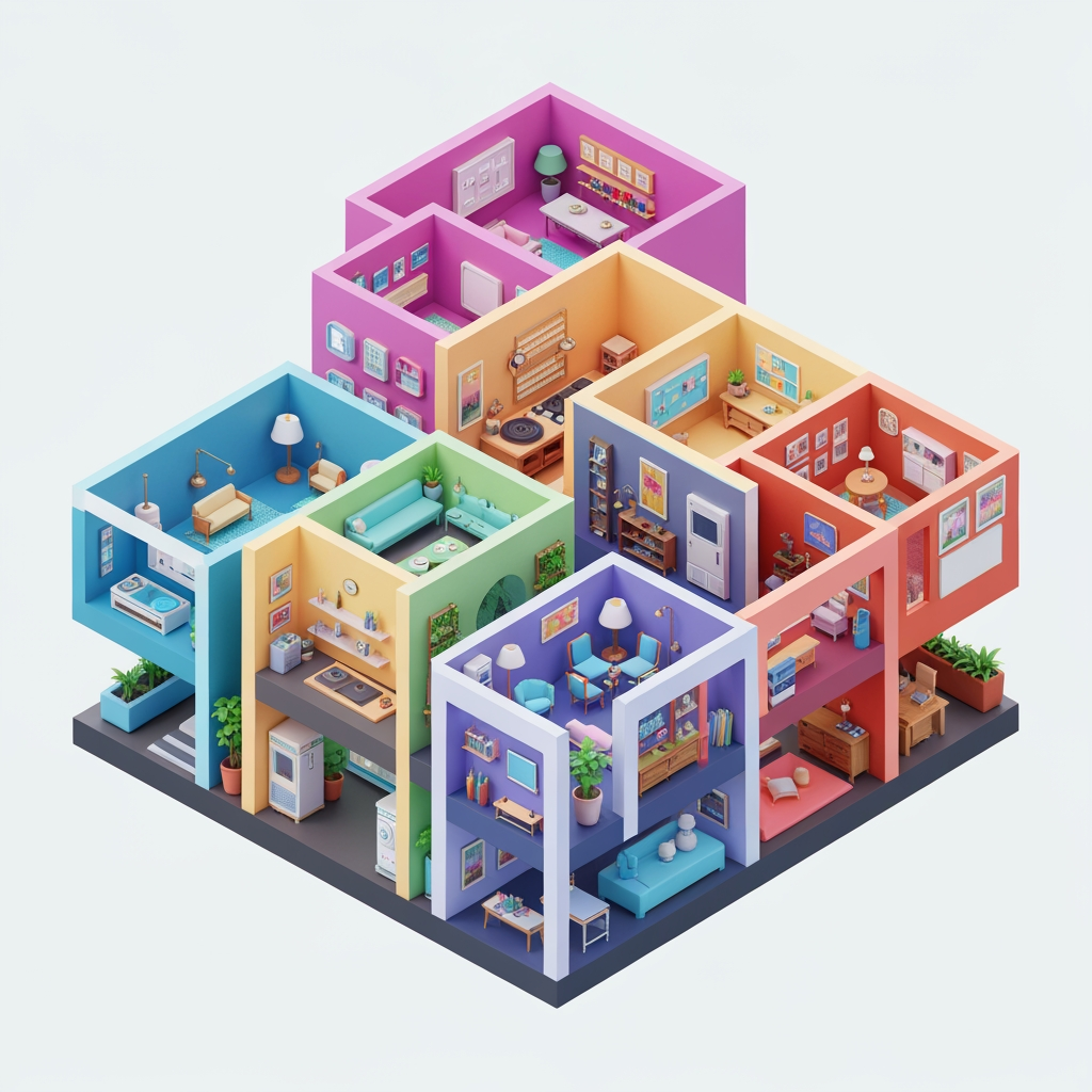 AI Design for create a dynaminc 3d animated logo for my interior brand naming "SpaceGrid_HomeInteriors" which had interior elements
