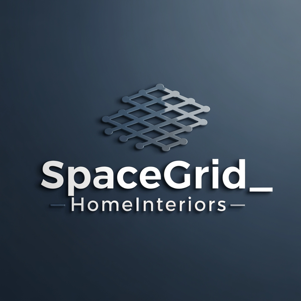 AI Design for create a 3d logo for my interior brand naming "SpaceGrid_HomeInteriors"