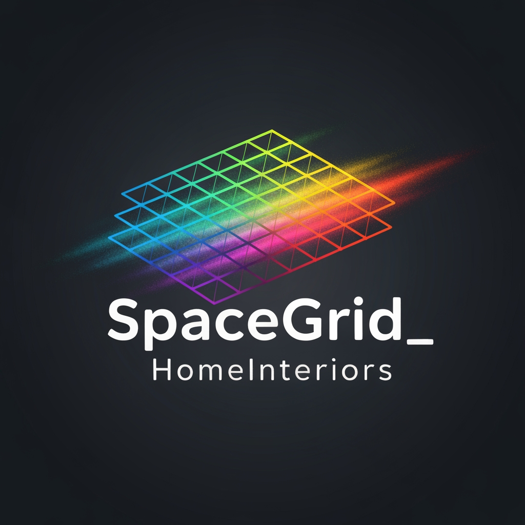 AI Design for create a dynaminc 3d animated logo for my interior brand naming "SpaceGrid_HomeInteriors"
