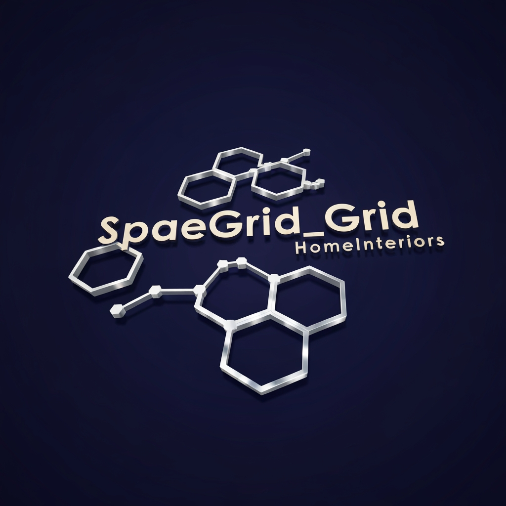 AI Design for create a 3d logo for my interior brand naming "SpaceGrid_HomeInteriors"