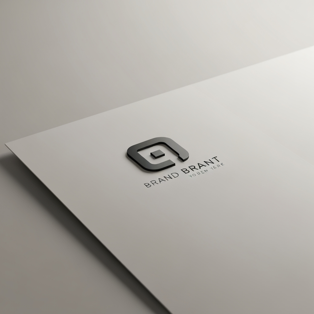AI Design for Premium logo presentation mockup concept for Brand identity directions for a client. Logo or brand mark displayed on a clean neutral surface with subtle depth, refined shadow, precise alignment, elegant design-studio presentation, no extra readable text.