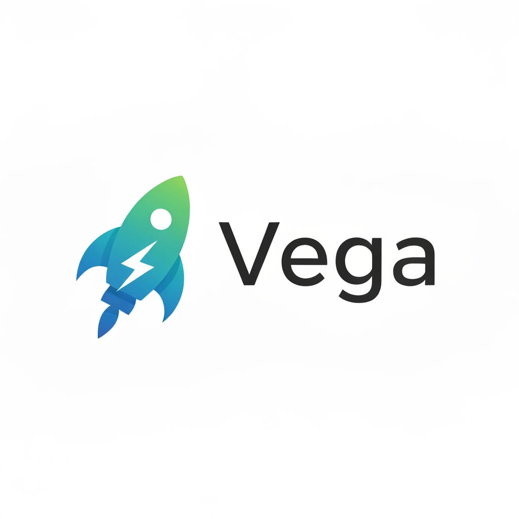 AI Design for logo for billing app , app name is vega , vega mean speed ,
