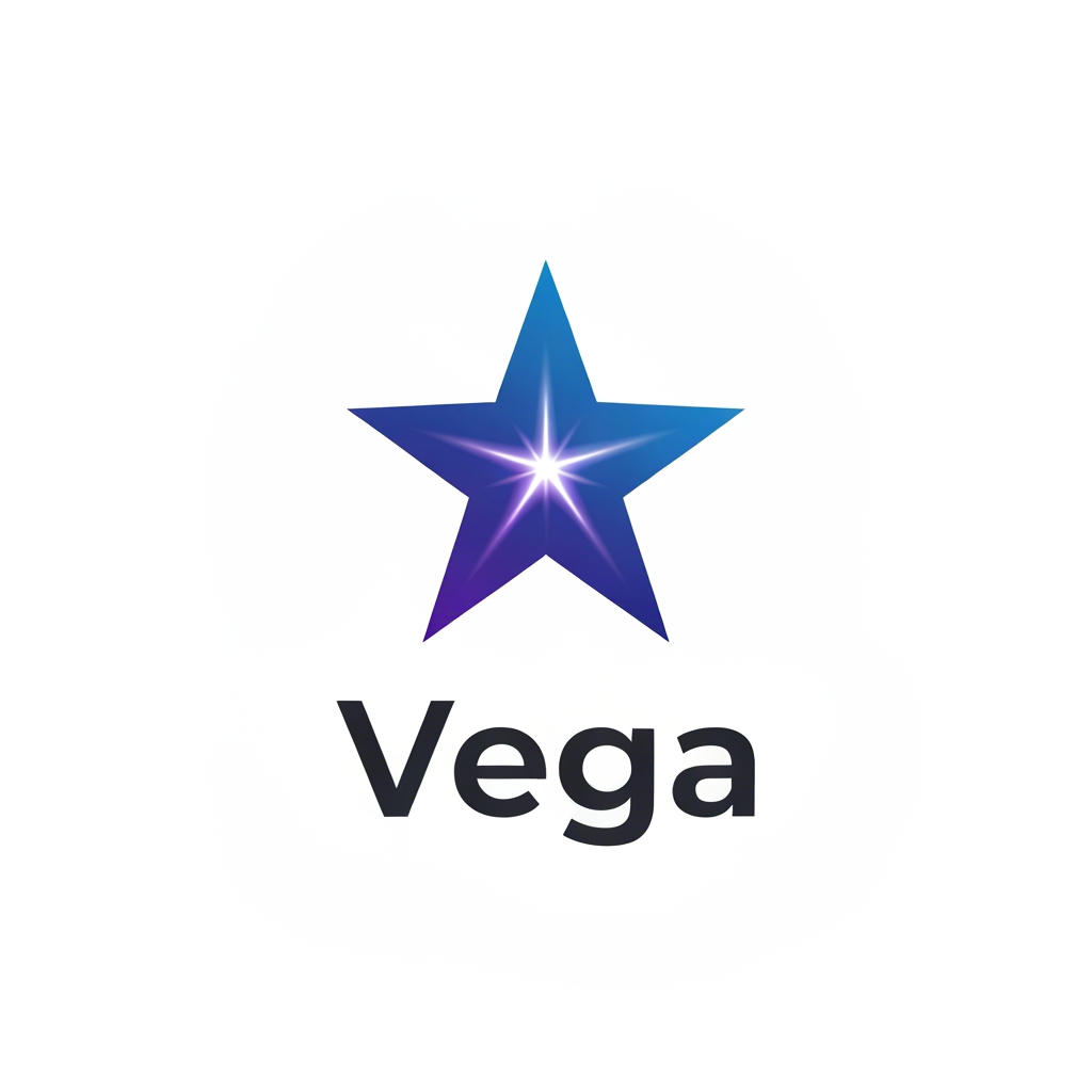 AI Design for logo for billing app , app name is vega , vega mean speed , brightest star