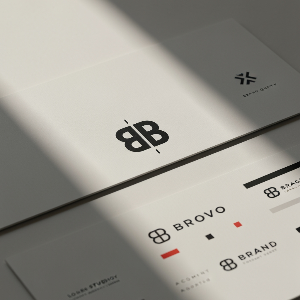 AI Design for Premium logo presentation mockup concept for Brand identity directions for a client. Logo or brand mark displayed on a clean neutral surface with subtle depth, refined shadow, precise alignment, elegant design-studio presentation, no extra readable text.