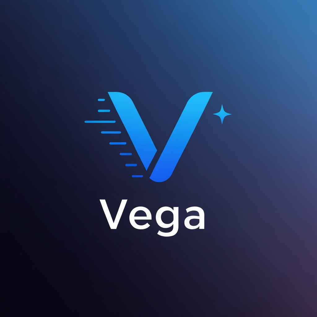 AI Design for logo for billing app , app name is vega , vega mean speed , brightest star