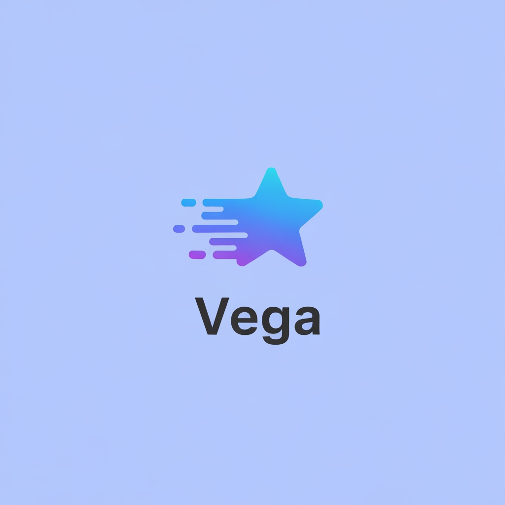 AI Design for logo for billing app , app name is vega , vega mean speed , brightest star