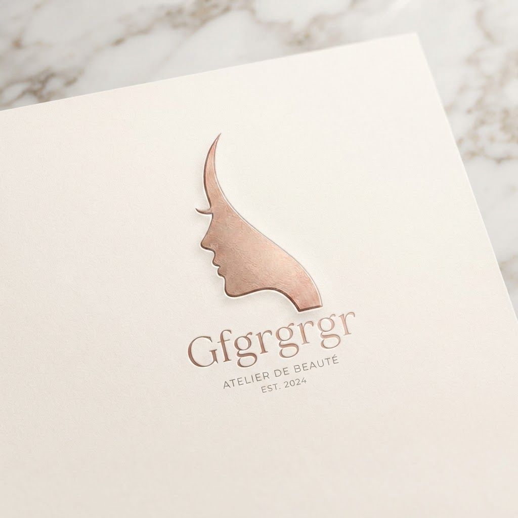 AI Design for Premium logo presentation mockup concept for Create a sophisticated, minimalist brand system centered on this elegant female profile silhouette. Focus on luxury aesthetics, clean typography, and a refined rose-gold color palette to elevate the brand identity.. Logo or brand mark displayed on a clean neutral surface with subtle depth, refined shadow, precise alignment, elegant design-studio presentation, no extra readable text.
Incorporate the attached brand element reference image (Reference A: brand element "Gfgrgrgr") into the composition where natural — preserve the depicted brand element's appearance.