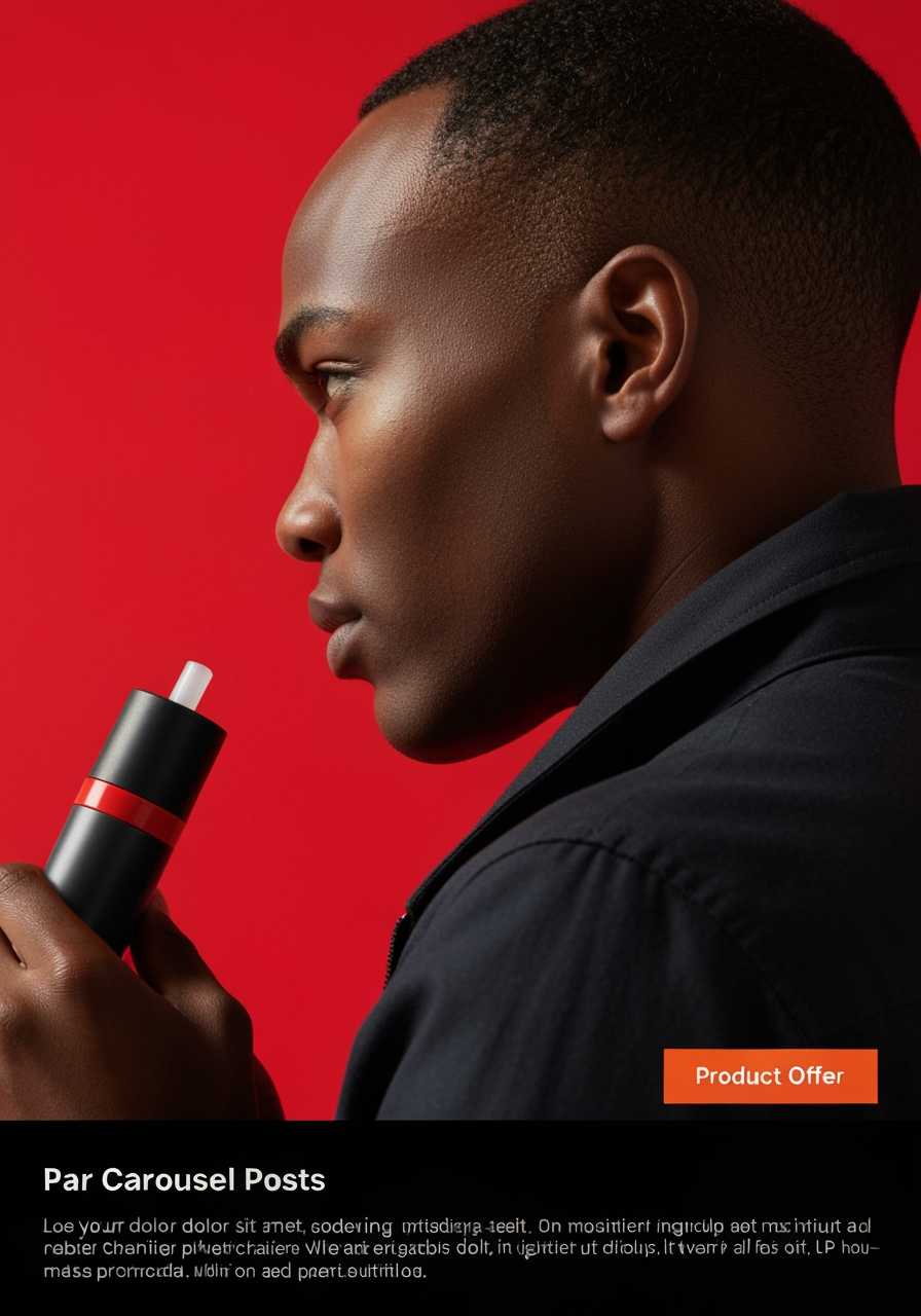 AI Design for Paid ad visual concept for Carousel posts for a product launch. Performance-focused portrait composition, clear product or benefit cue, bold contrast, uncluttered background, open area for offer copy to be added later, no readable text.