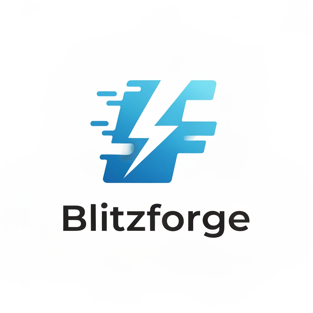 AI Design for I want a logo with a blue color theme, for a fitness app, name of blitzforge