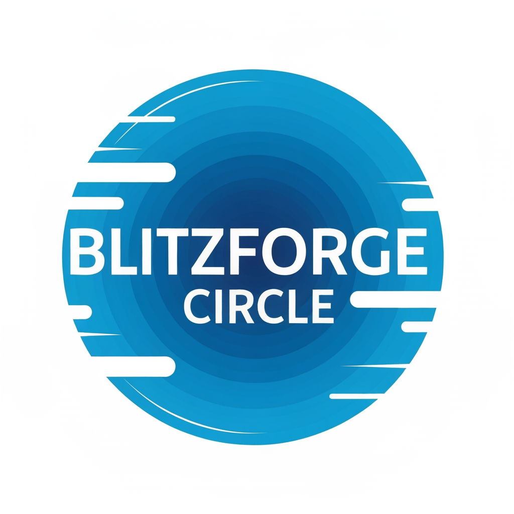 AI Design for I want a logo with a blue color theme, for a fitness app, name of blitzforge circle