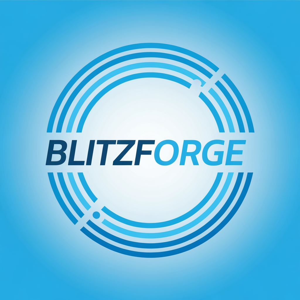 AI Design for I want a logo with a blue color theme, for a fitness app, name of blitzforge - shape of a circle