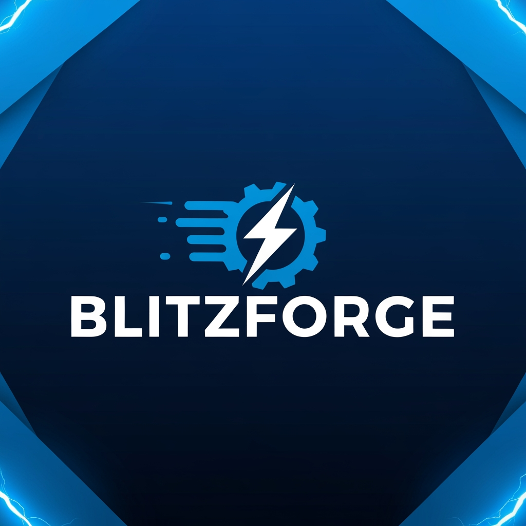 AI Design for I want a logo with a blue color theme, for a fitness app, name of blitzforge