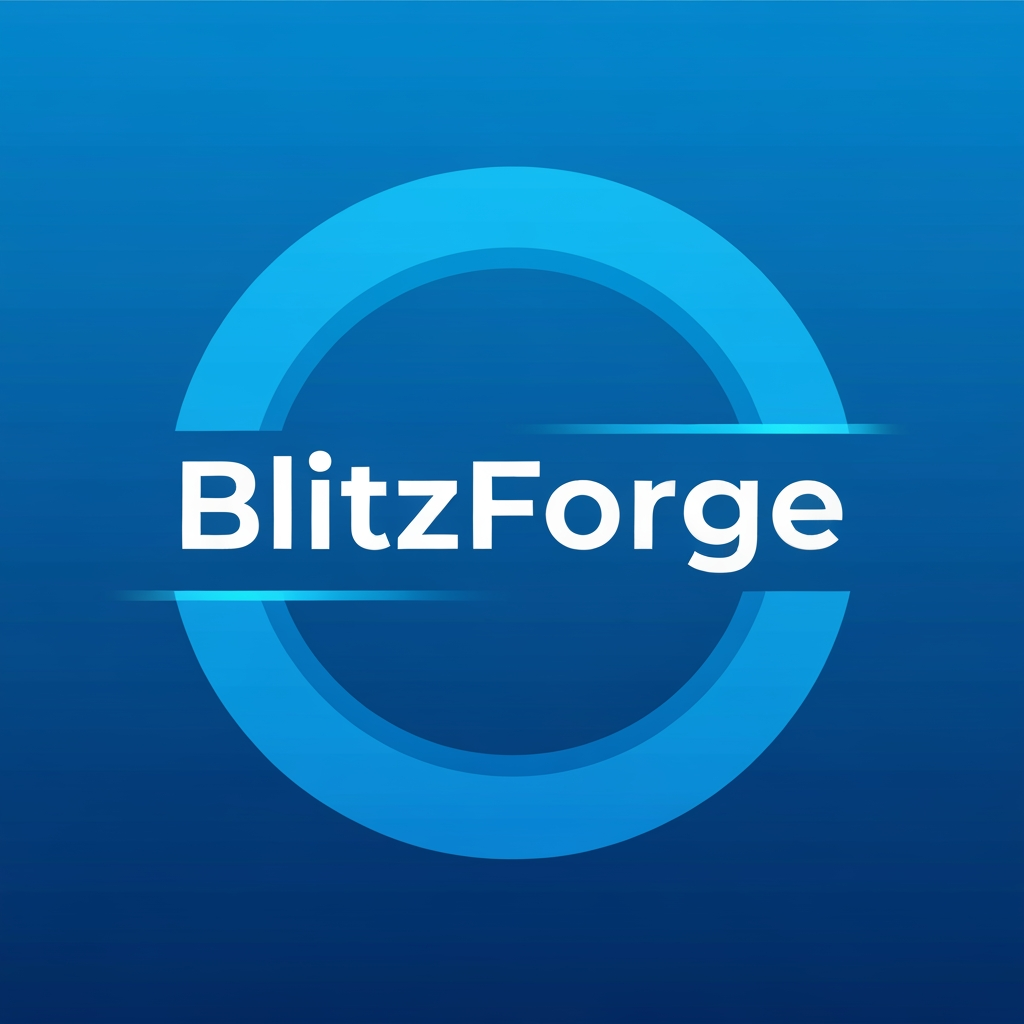 AI Design for I want a logo with a blue color theme, for a fitness app, name of blitzforge - shape of a circle