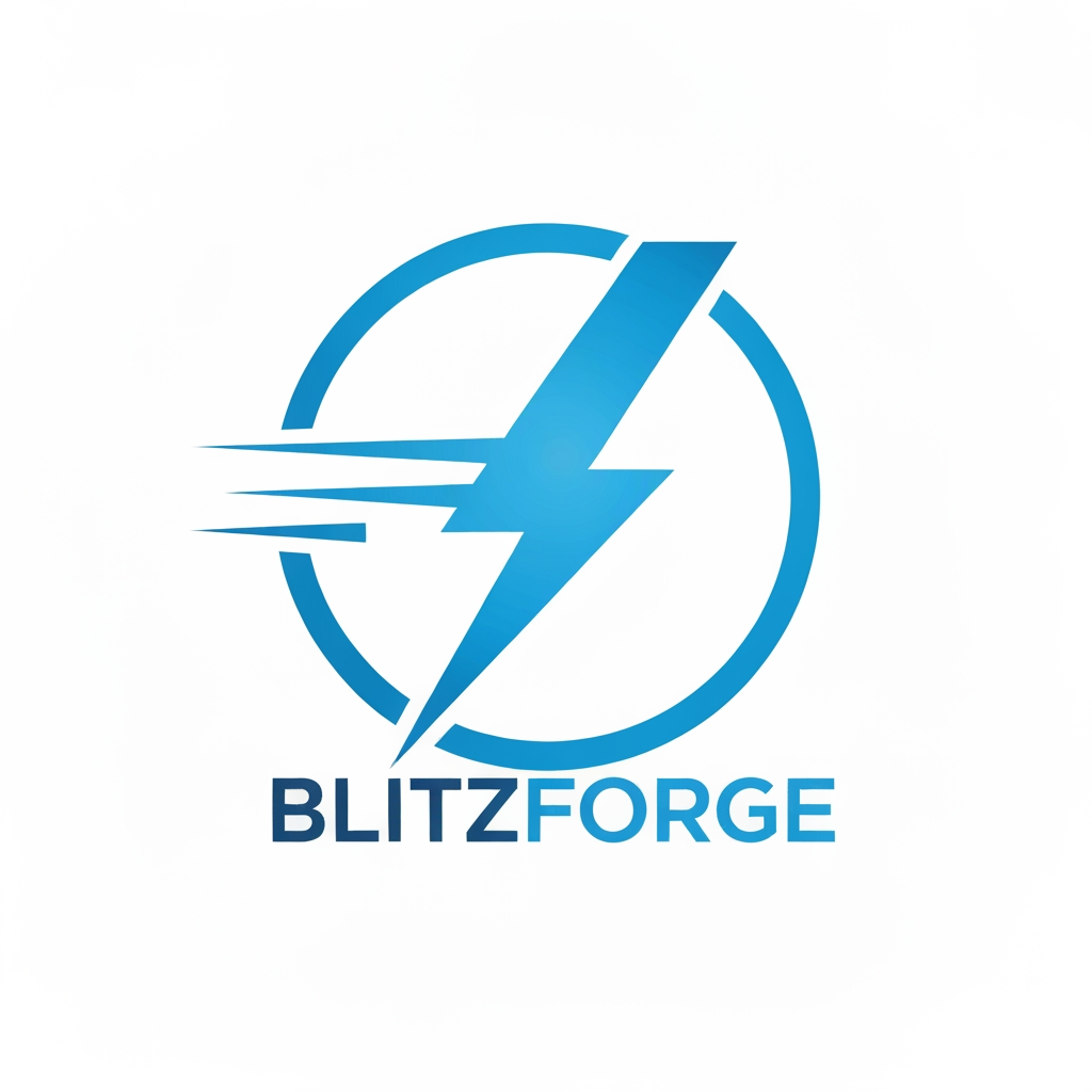AI Design for I want a logo with a blue color theme, for a fitness app, name of blitzforge