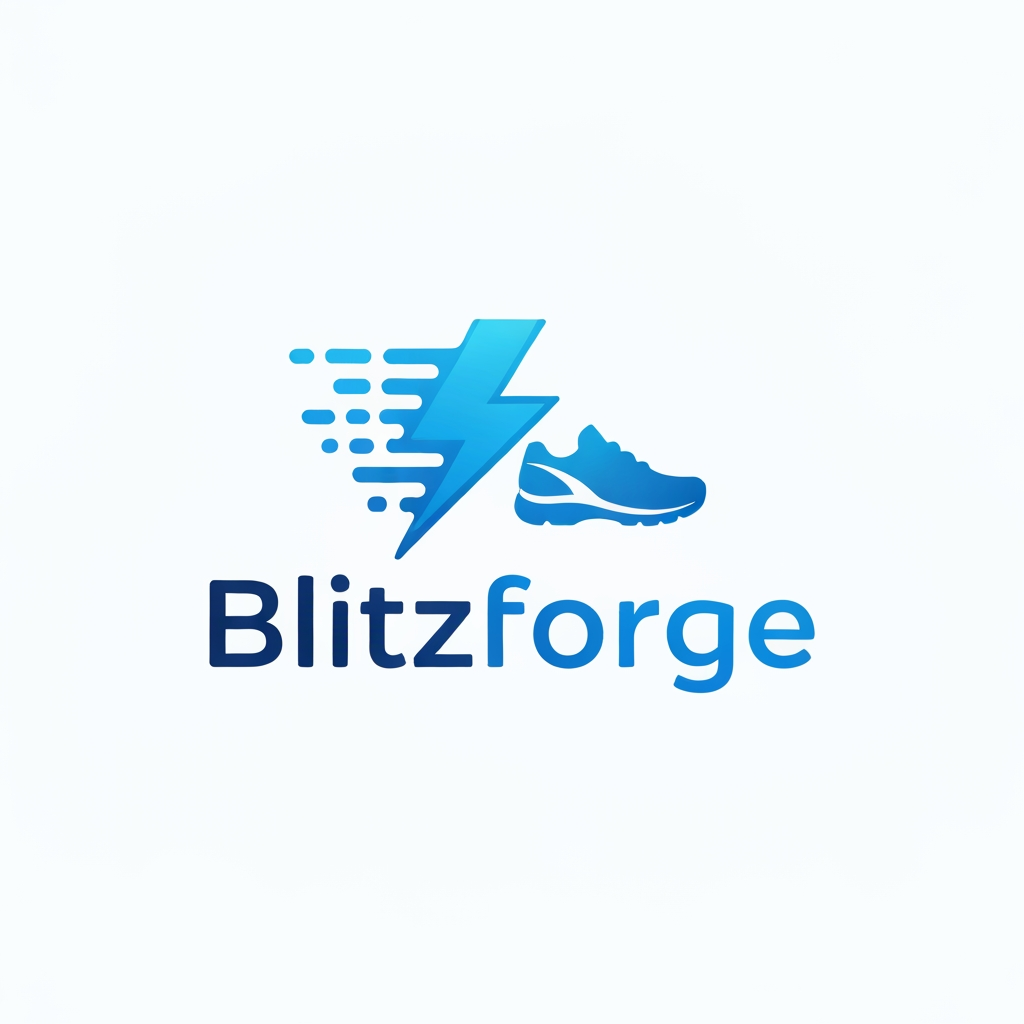 AI Design for I want a logo with a blue color theme, for a fitness app, name of blitzforge