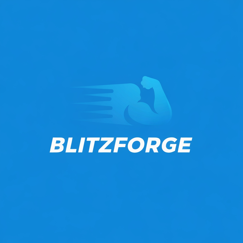 AI Design for I want a logo with a blue color theme, for a fitness app, name of blitzforge