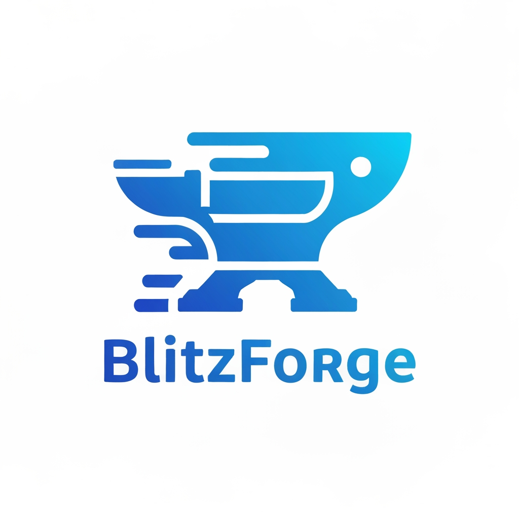 AI Design for I want a logo with a blue color theme, for a fitness app, name of blitzforge