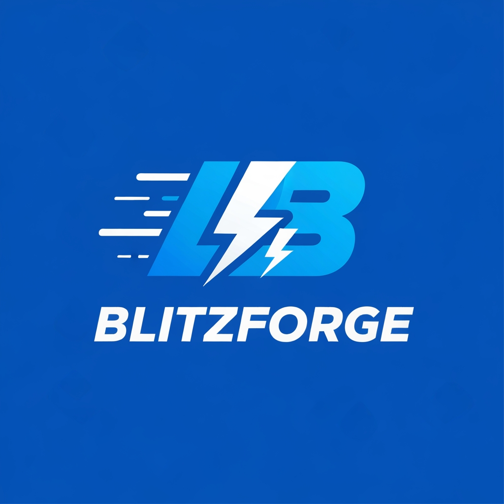 AI Design for I want a logo with a blue color theme, for a fitness app, name of blitzforge