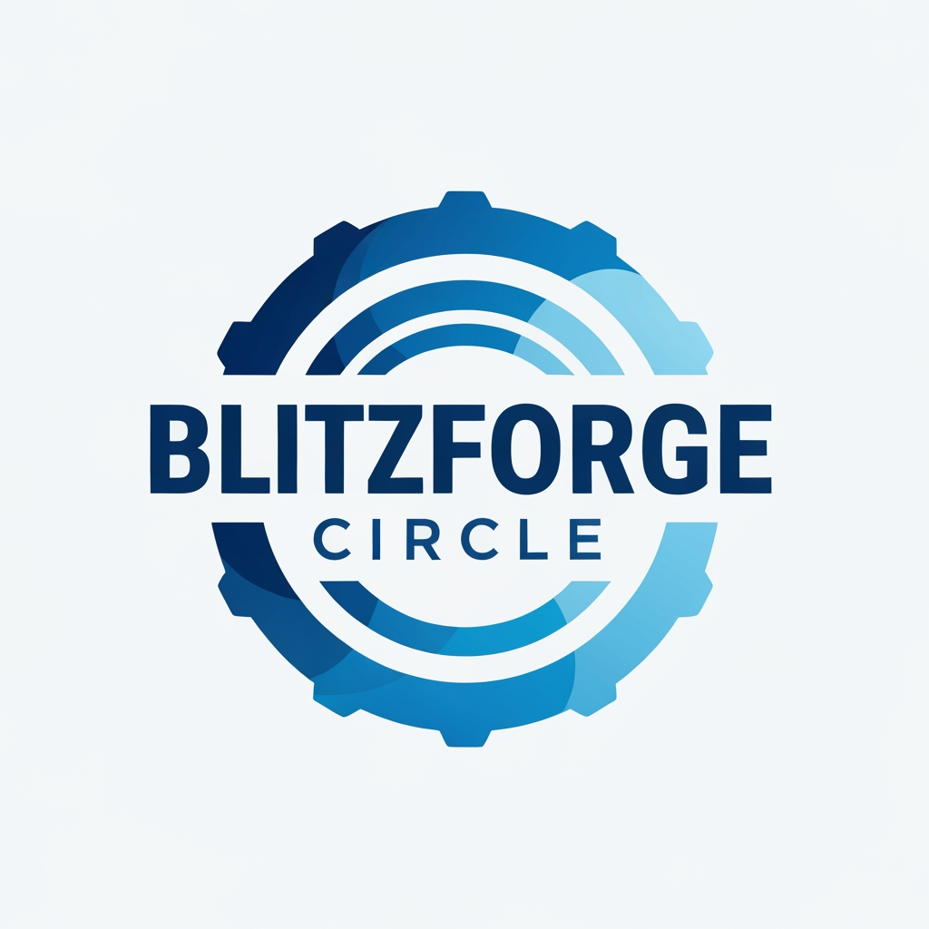 AI Design for I want a logo with a blue color theme, for a fitness app, name of blitzforge circle
