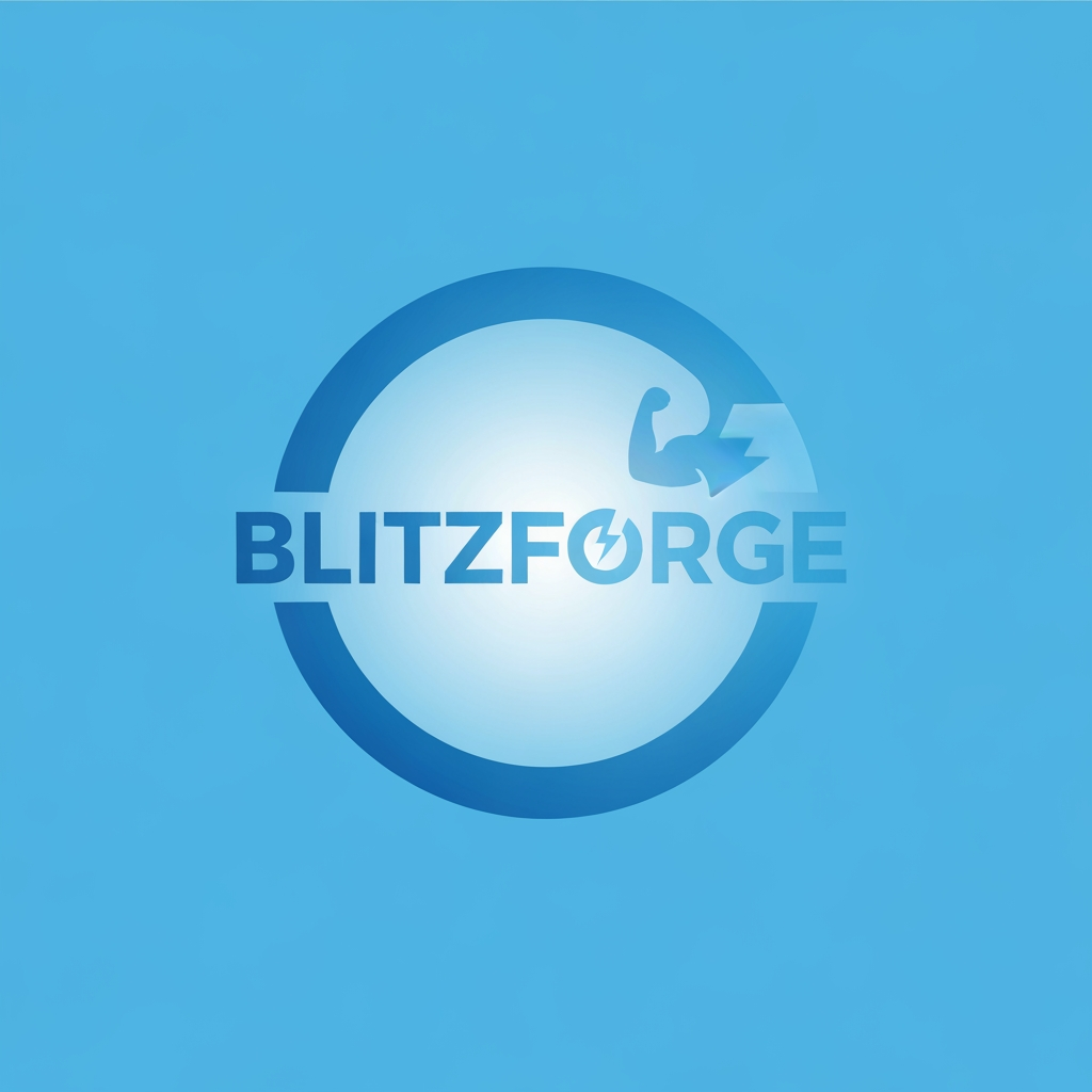 AI Design for I want a logo with a blue color theme, for a fitness app, name of blitzforge - shape of a circle