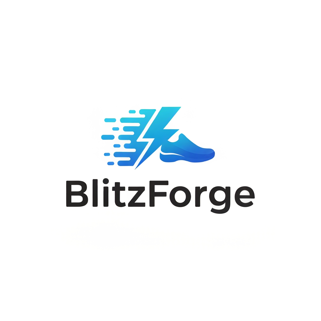 AI Design for I want a logo with a blue color theme, for a fitness app, name of blitzforge