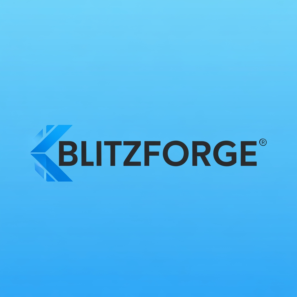 AI Design for I want a logo with a blue color theme, for a fitness app, name of blitzforge