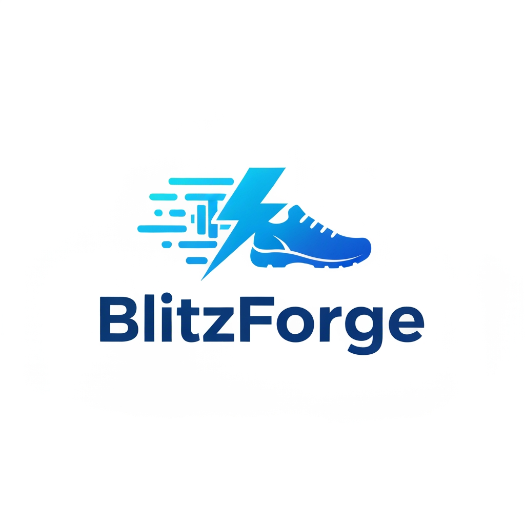 AI Design for I want a logo with a blue color theme, for a fitness app, name of blitzforge