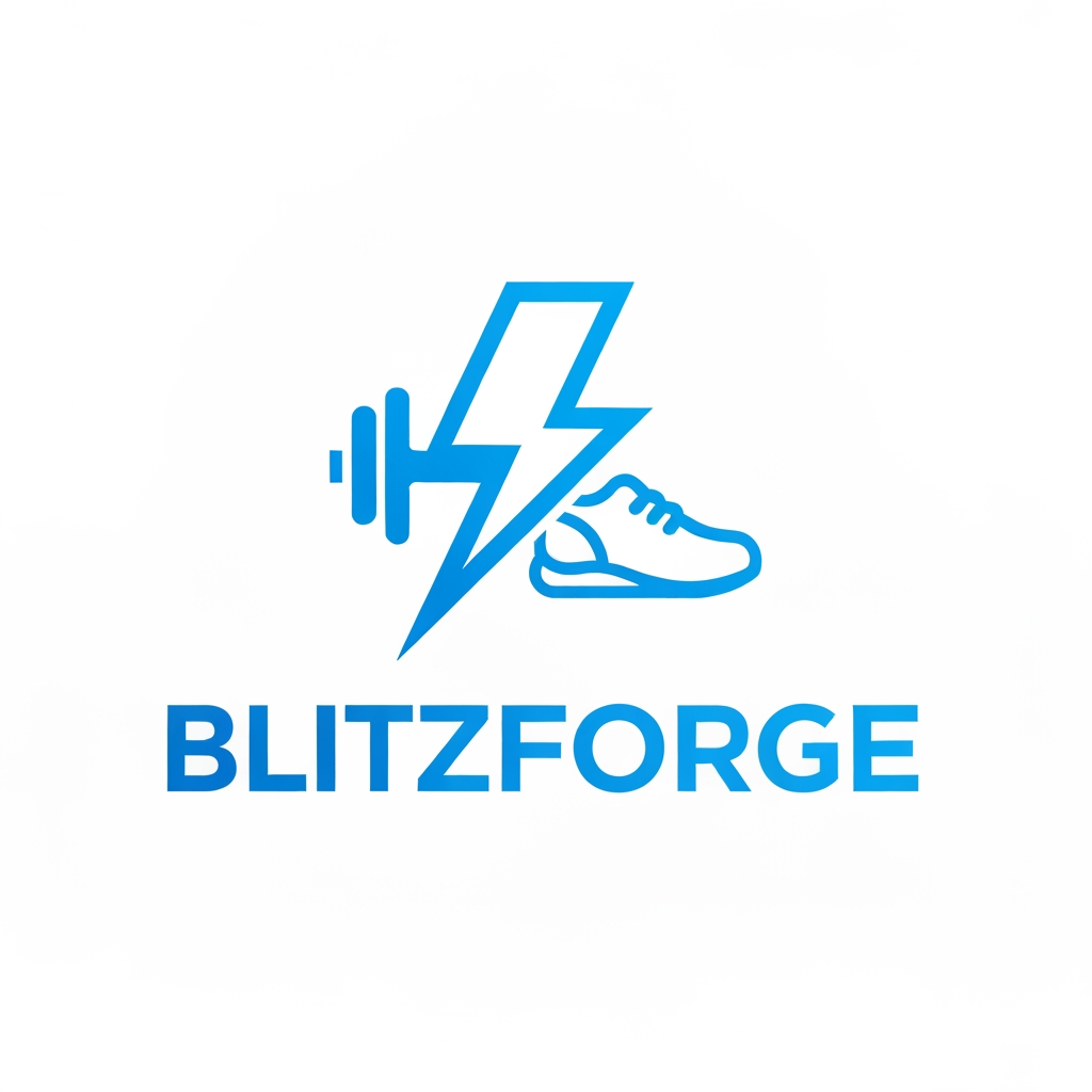 AI Design for I want a logo with a blue color theme, for a fitness app, name of blitzforge