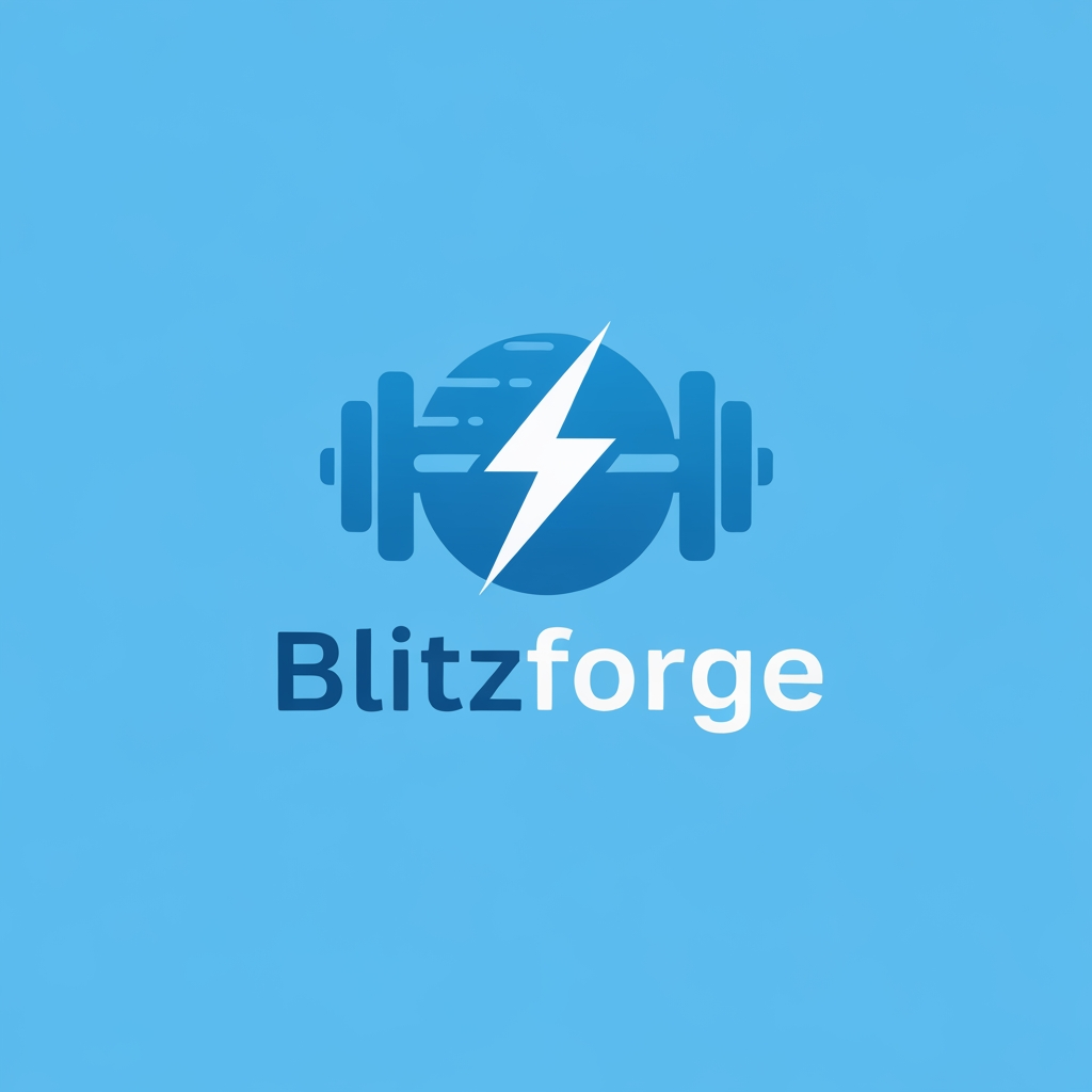 AI Design for I want a logo with a blue color theme, for a fitness app, name of blitzforge