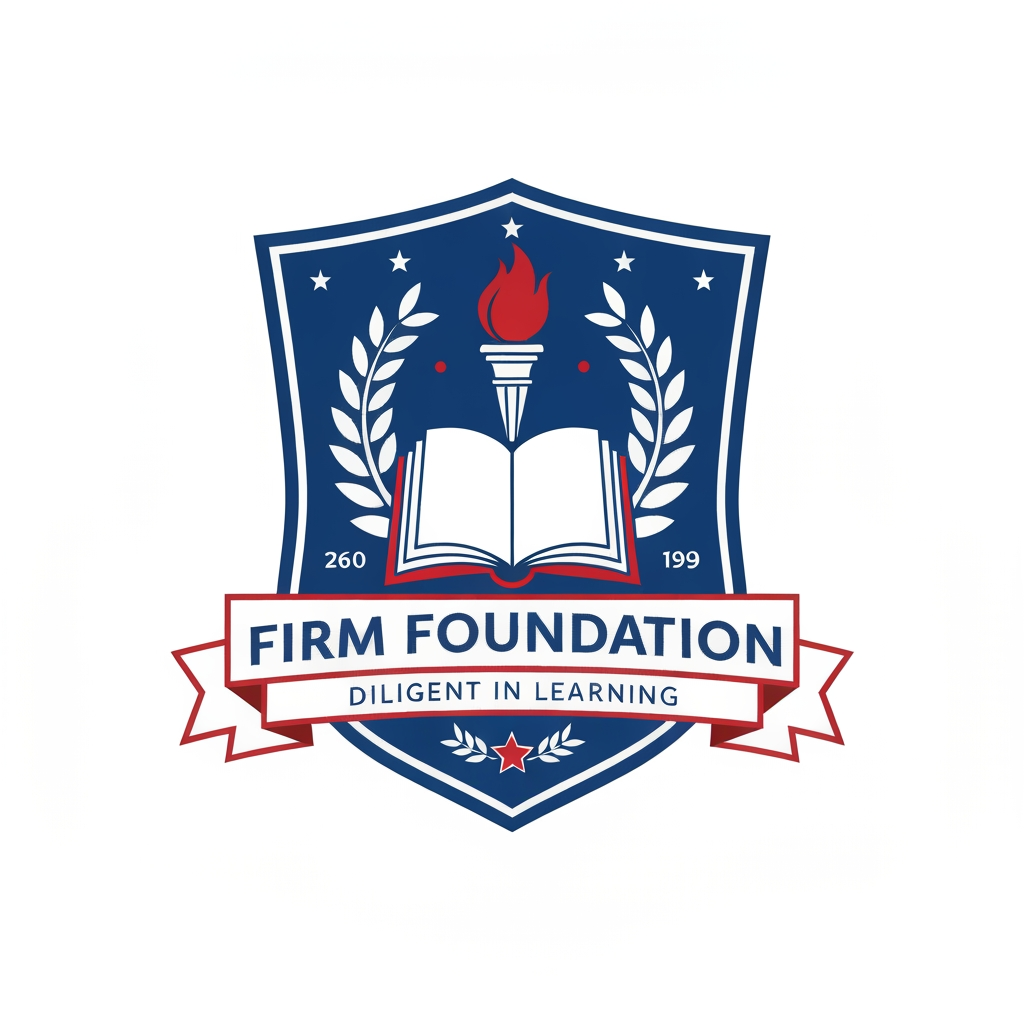 AI Design for Design a prestigious school badge logo for "Firm Foundation Academy."
Business: College
Slogan: "Diligent in Learning"
Use royal blue, red, white, and subtle gold accents.
Create a premium shield-shaped emblem featuring an open book, torch of knowledge, laurel leaves, and academic symbols.
Typography should be elegant and traditional.
The logo should look official, timeless, and suitable for certificates, uniforms, websites, and educational branding.
Flat vector design with a white or transparent background. No gradients, no watermark.