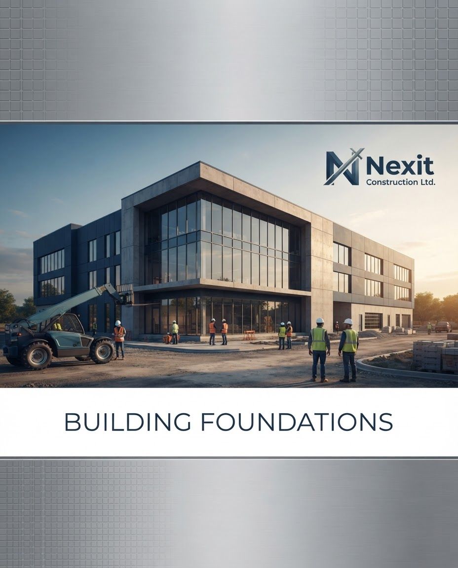 AI Design for Social campaign preview for brand. Portrait campaign visual that feels ready for client approval, clear focal image, cohesive art direction, clean space for copy to be added later, no generated text.
Incorporate the attached brand element reference image (Reference A: brand element "Nexit Construction Logo Design") into the composition where natural — preserve the depicted brand element's appearance.
