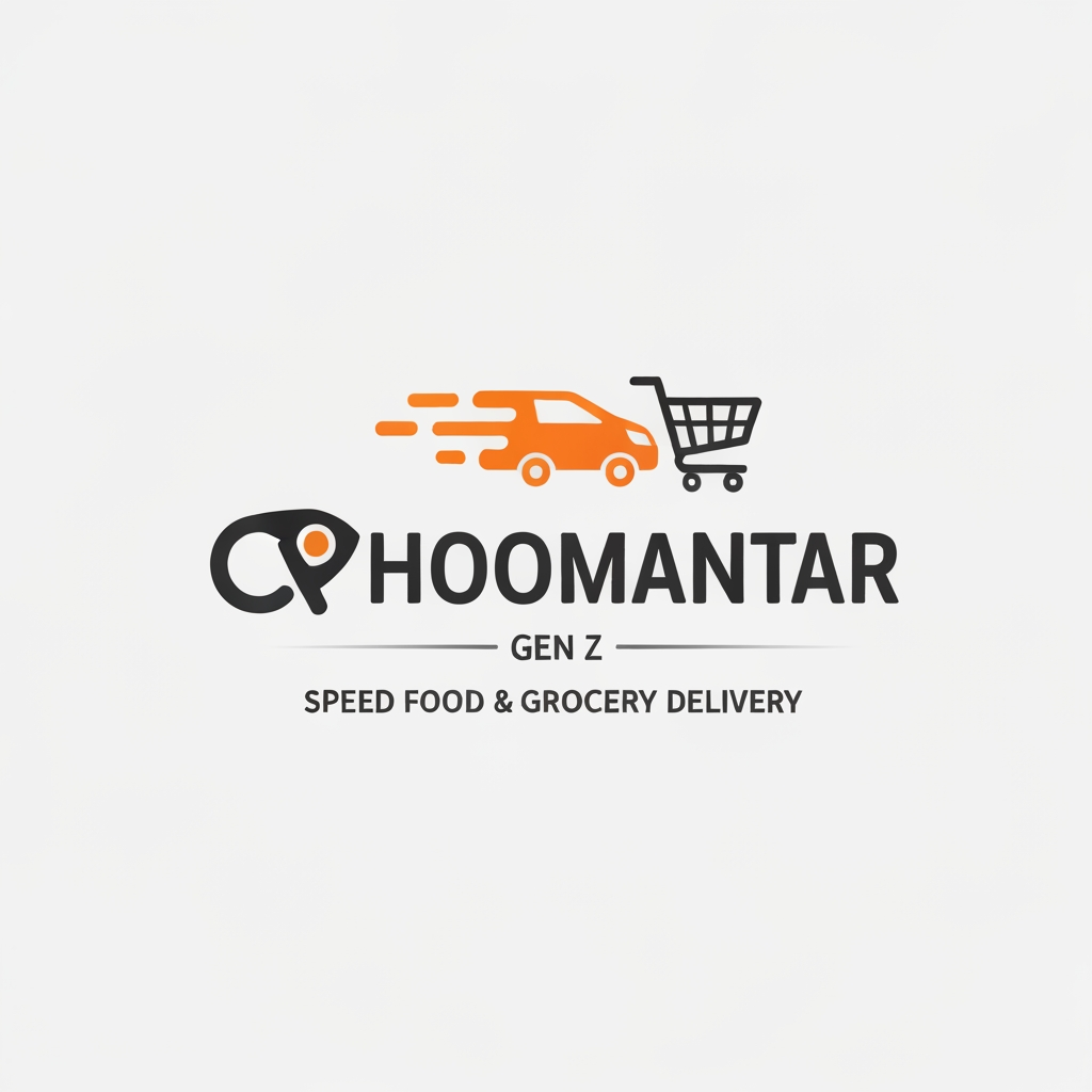 AI Design for make a logo for chhoomantar ,realstic type logo for gen G ye appfood and grocery delivry karti hai iske hisab se banao logo kuch unic banao yaar