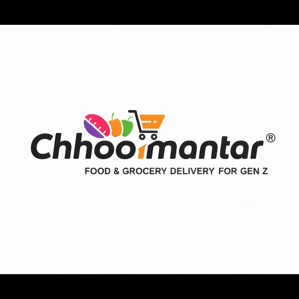 AI Design for make a logo for chhoomantar ,realstic type logo for gen G ye appfood and grocery delivry karti hai iske hisab se banao