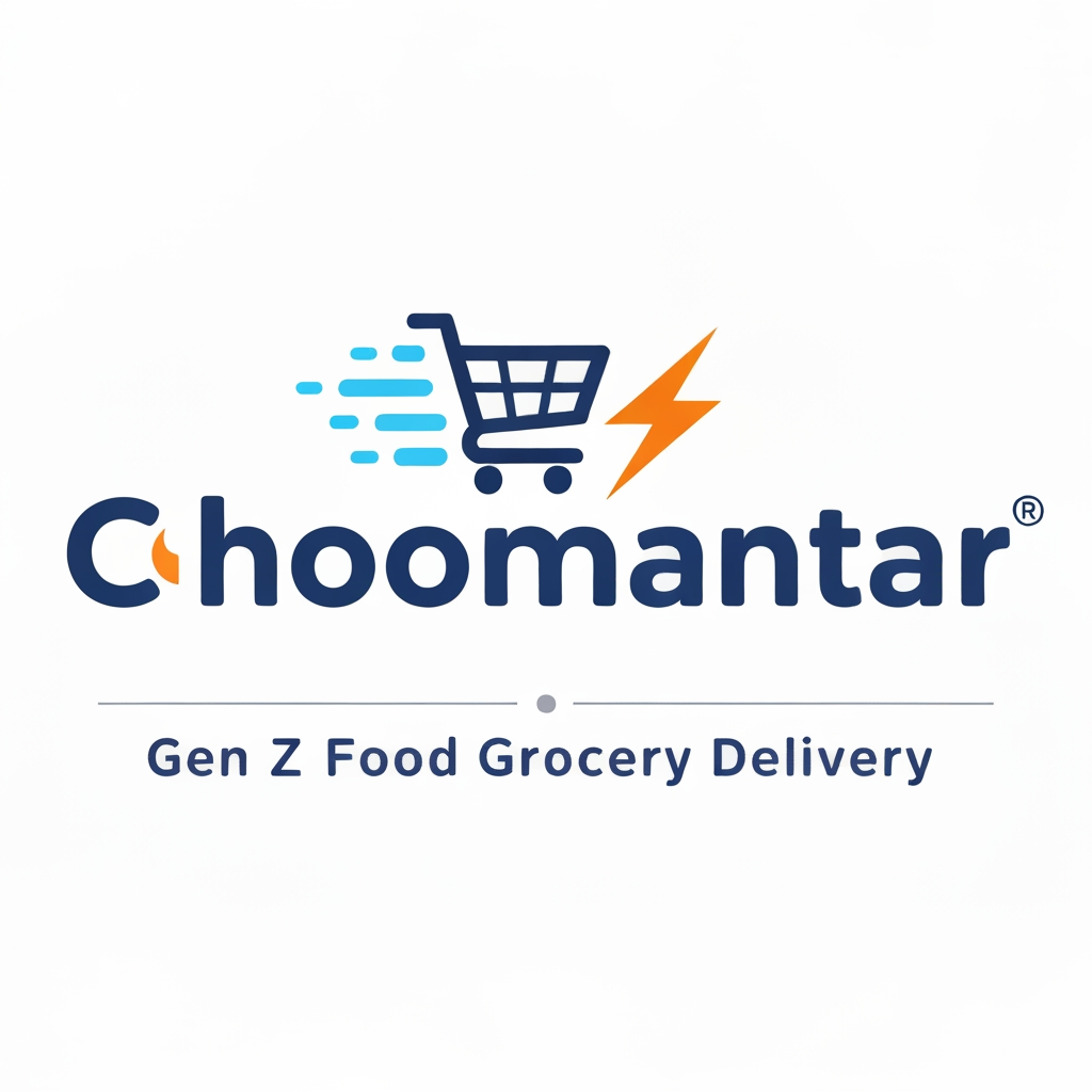 AI Design for make a logo for chhoomantar ,realstic type logo for gen G ye appfood and grocery delivry karti hai iske hisab se banao logo kuch unic banao yaar