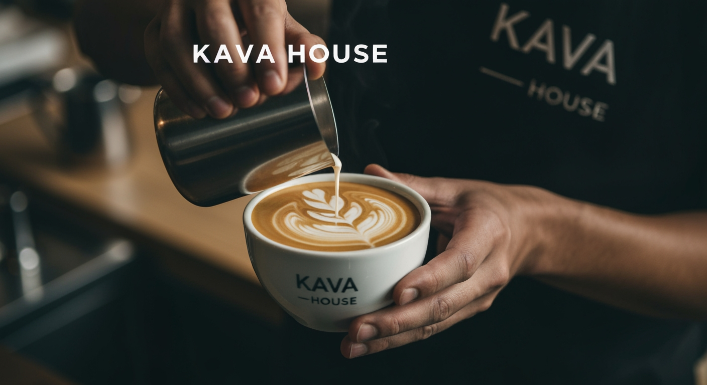 AI Design for Main campaign hero visual concept for logo for my brand - KAVA HOUSE 
its is a cofee brand. Cinematic advertising image with a clear subject, memorable visual idea, strong depth and lighting, premium art direction, clean negative space for headline and CTA to be added later, no generated text.