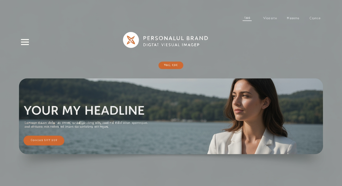 AI Design for Website hero image concept for Brand identity for my personal brand. Wide polished digital brand visual, clear focal identity element, cohesive colors and atmosphere, generous negative space for headline and CTA to be added later, no rendered UI text.
