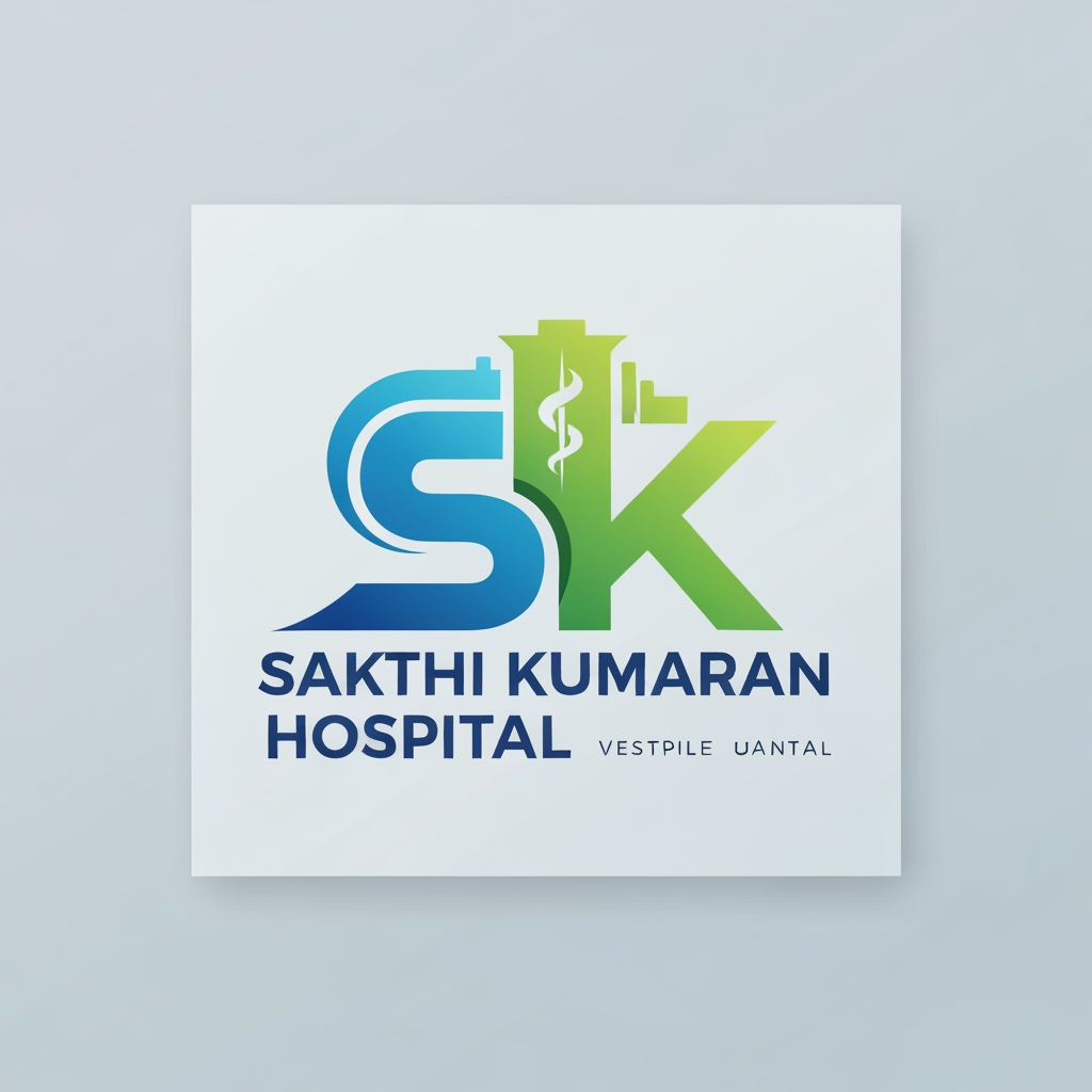 AI Design for create a logo for sakthi kumaran hospital.. (which should be diffrent from existing one)

it should include all the hospital unique elements and include SK letter in logo