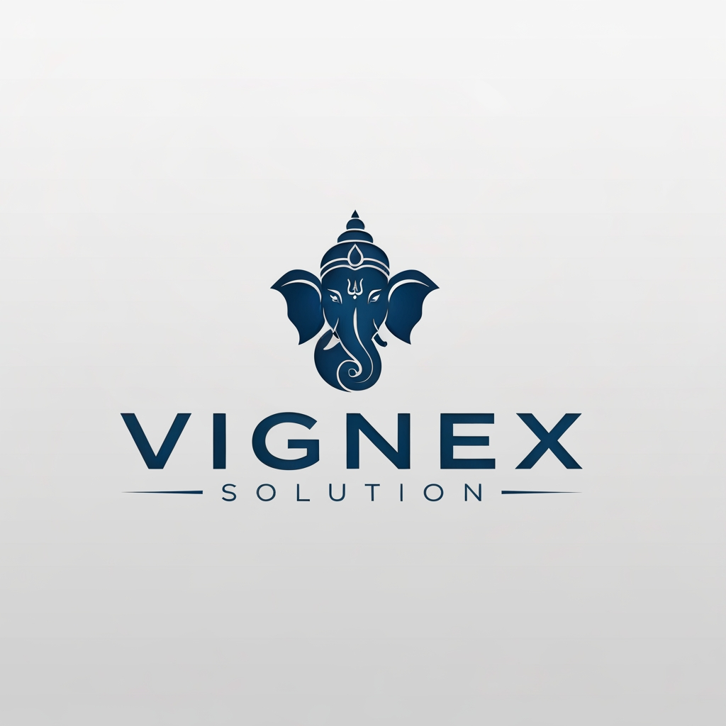 AI Design for i want to create my business logo for vignex solution in which i have to add lord ganesh face hidden in logo with premimum standrad logo