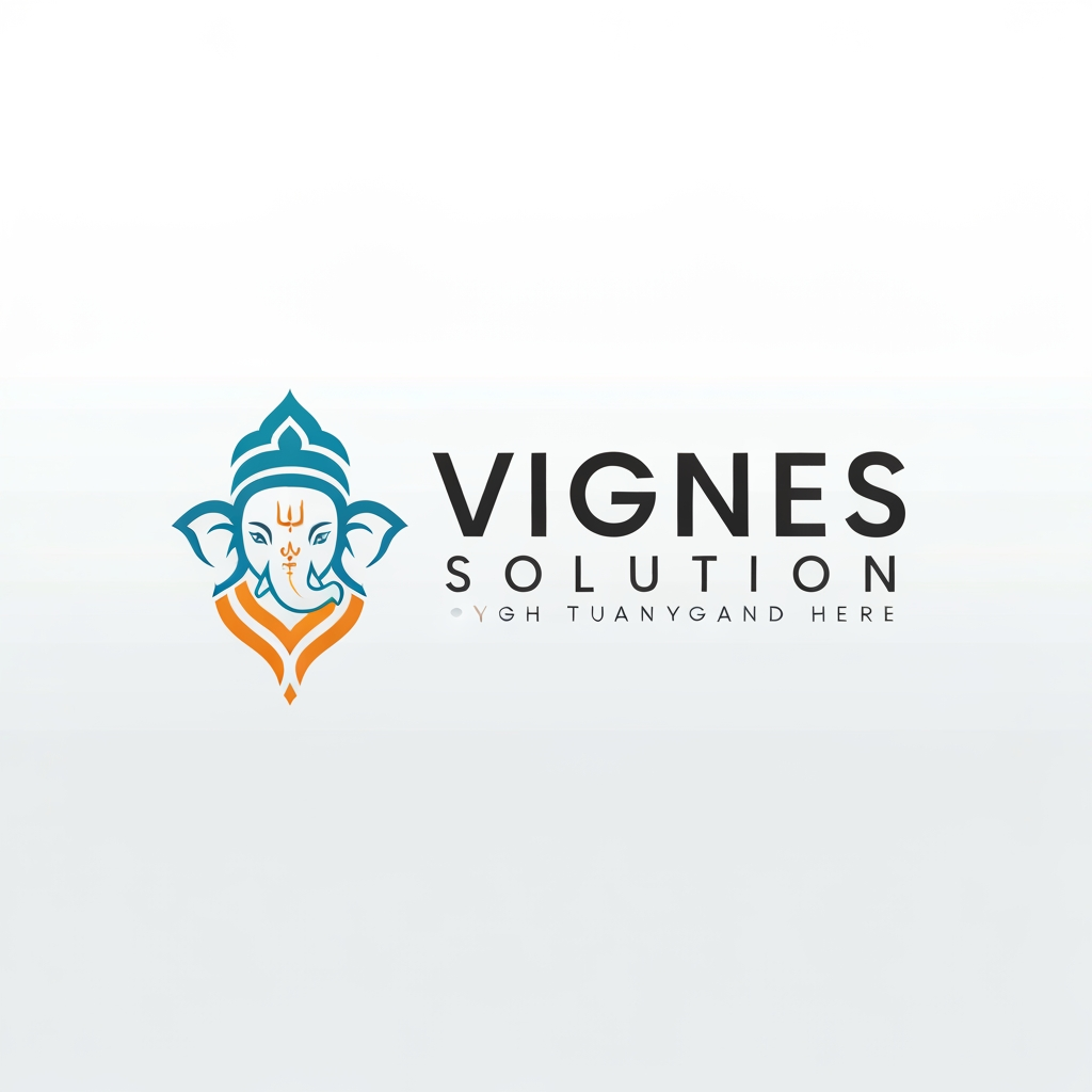 AI Design for i want to create my business logo for vignes solution in which i have to add lord ganesh face hidden in logo with premimum standrad logo