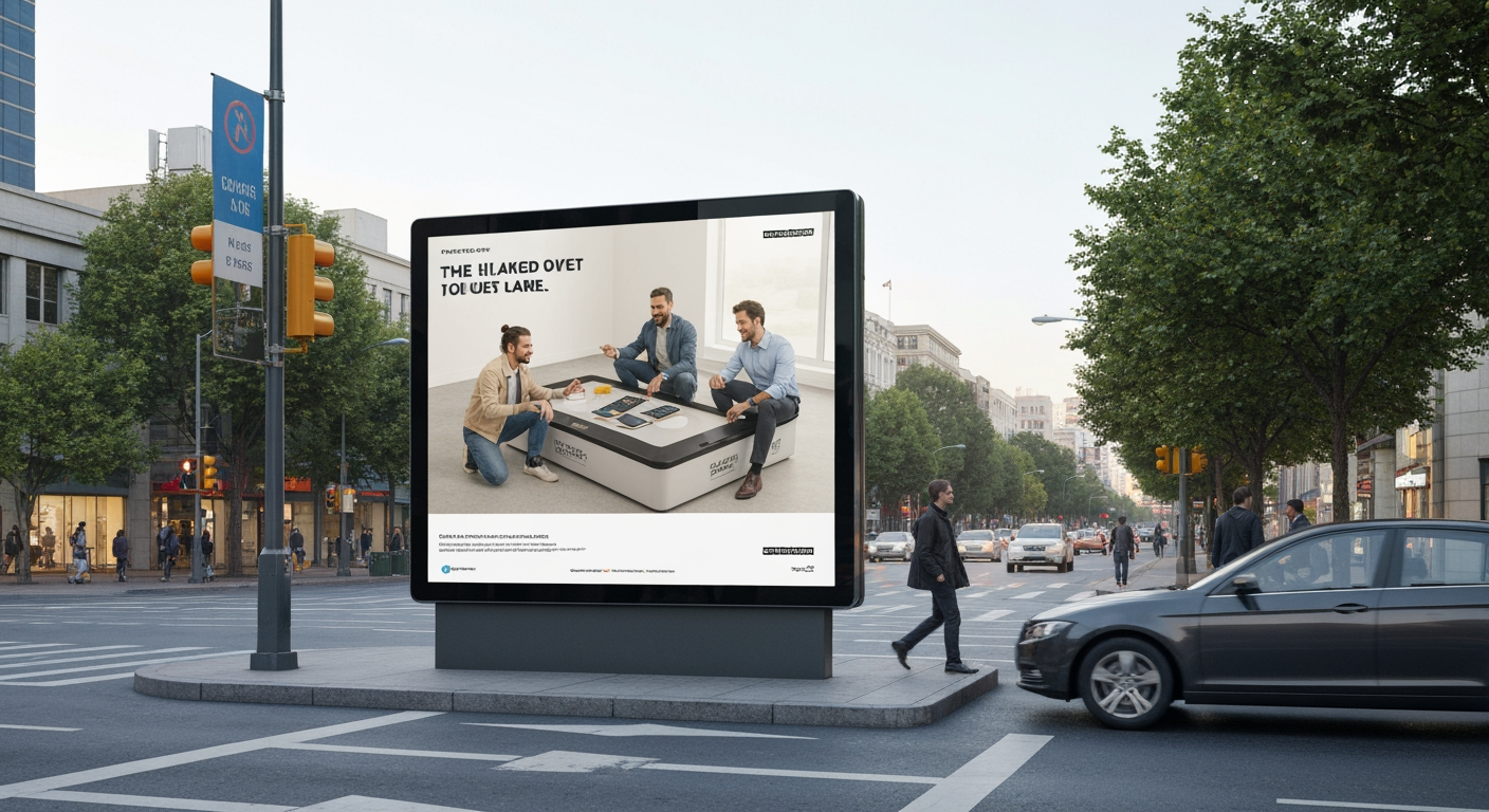 AI Design for Out-of-home campaign mockup concept for Sale campaign visuals for my product line. Billboard, transit poster, or street display in a realistic environment, strong campaign imagery, believable scale and lighting, no readable fake ad copy.