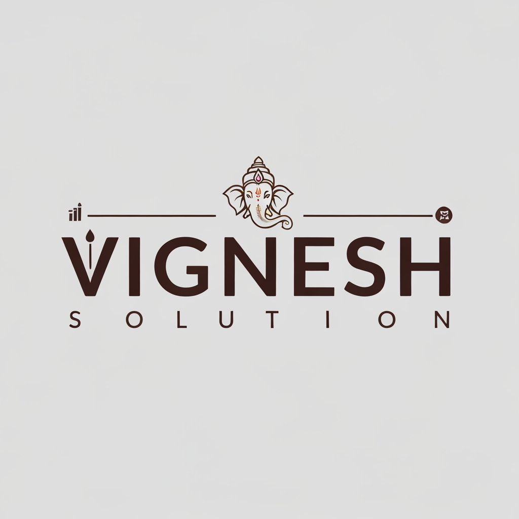 AI Design for i want to create my business logo for vignes solution in which i have to add lord ganesh face hidden in logo with premimum standrad logo