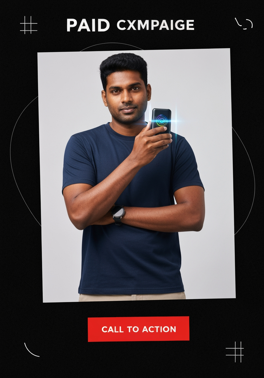 AI Design for Paid ad visual concept for Sale campaign visuals for my product line. Performance-focused portrait composition, clear product or benefit cue, bold contrast, uncluttered background, open area for offer copy to be added later, no readable text.