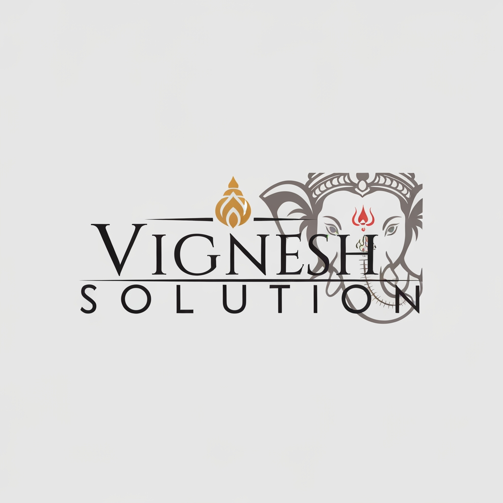 AI Design for i want to create my business logo for vignes solution in which i have to add lord ganesh face hidden in logo with premimum standrad logo