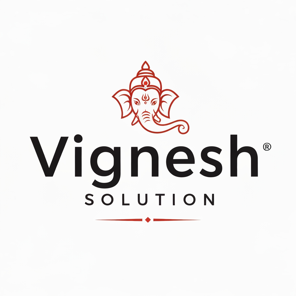 AI Design for i want to create my business logo for vignes solution in which i have to add lord ganesh face hidden in logo with premimum standrad logo