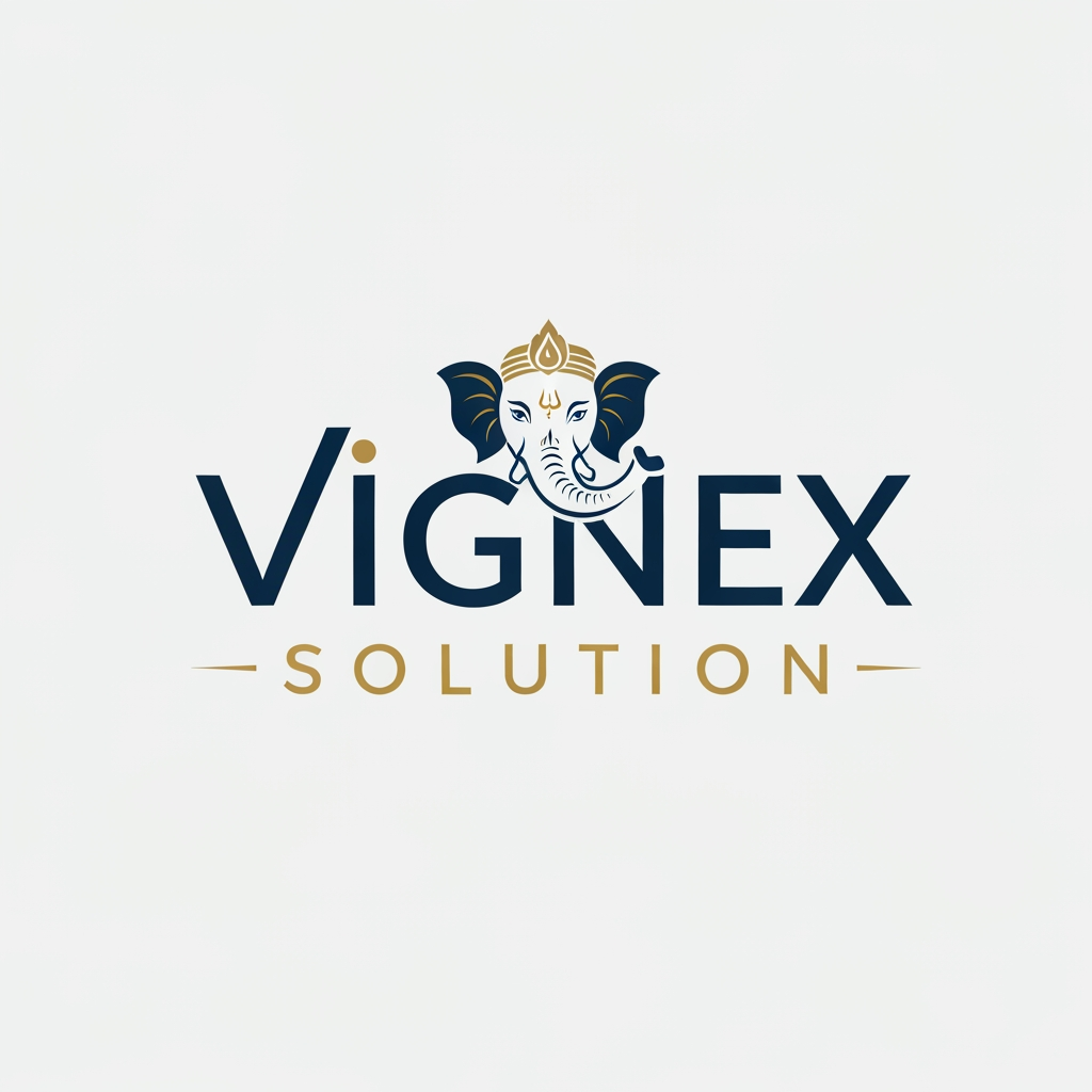 AI Design for i want to create my business logo for vignex solution in which i have to add lord ganesh face hidden in logo with premimum standrad logo