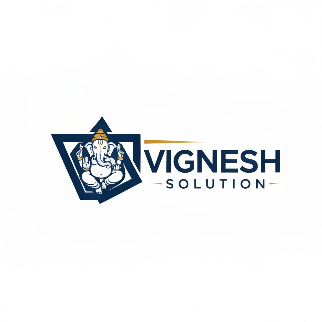 AI Design for i want to create my business logo for vignes solution in which i have to add lord ganesh face hidden in logo with premimum standrad logo