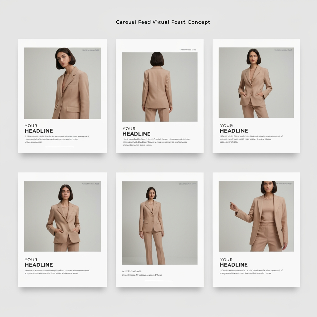 AI Design for Square social feed visual concept for Carousel posts for a product launch. Strong central subject, clean composition, platform-ready crop, cohesive color and mood, clear empty area for caption or headline to be added later, no readable text generated.
