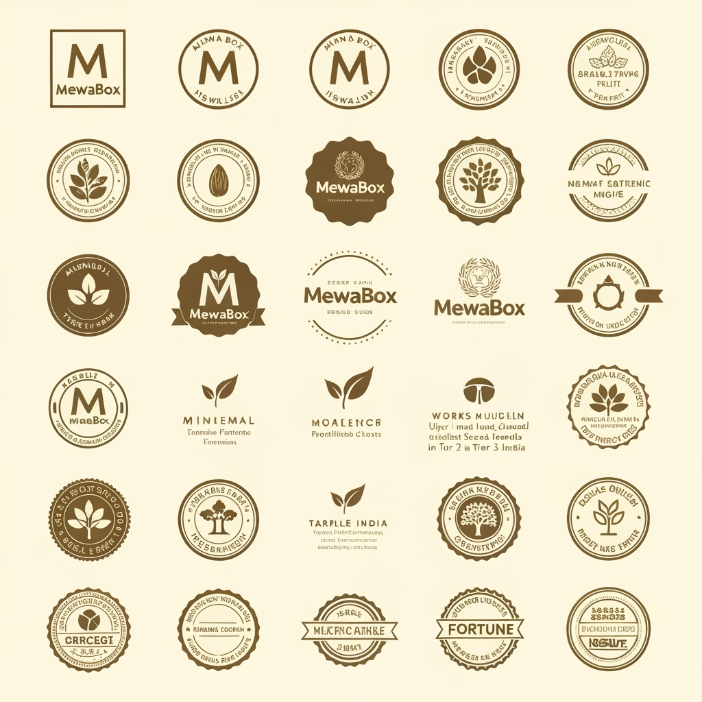 AI Design for You are the Creative Director at Pentagram, Landor & Fitch, and Interbrand.
Your task is NOT to create a logo for a dry fruit company.
Your task is to build the identity of India's next billion-dollar FMCG company.
Brand Name:
MewaBox
Brand Vision:
MewaBox will begin with premium dry fruits but will expand into snacks, seeds, breakfast foods, honey, spices, healthy foods and eventually become a national FMCG brand competing with Nestlé India, ITC, Tata Consumer, Reliance Consumer, Fortune and Dabur.
Target Audience:
Upper middle class and aspirational middle class families in Tier 2 and Tier 3 India.
Brand Personality:
Trustworthy.
Approachable.
Modern.
Honest.
Affordable.
Reliable.
Timeless.
The logo must communicate TRUST before PREMIUM.
The logo must look like a company that has existed for 50 years and will exist for another 100 years.
DO NOT design a startup logo.
DO NOT design an organic brand.
DO NOT design a luxury brand.
DO NOT design a tech company.
The logo should feel like a national household FMCG brand.
Requirements:
• Minimal
• Timeless
• Instantly recognizable
• Works in one color
• Works in black and white
• Works at 16px
• Works on packaging
• Works on trucks
• Works on television
• Works on investor presentations
• Works for future product expansion
STRICTLY AVOID:
❌ Letter M monograms
❌ Hidden almonds
❌ Hidden leaves
❌ Hidden seeds
❌ Hidden boxes
❌ Trees
❌ Generic organic icons
❌ Generic premium gold logos
❌ Generic green leaf branding
❌ Circular seal logos
❌ Grocery startup aesthetics
❌ Behance presentation boards
Instead explore:
• abstract symbols
• timeless geometric forms
• heritage-inspired marks
• Indian craftsmanship without clichés
• confidence
• trust
• balance
• precision
• household familiarity
Think about why the logos of Apple, Nike, Shell, Airtel, Britannia, Fortune and Nestlé became iconic.
Create 20 completely different directions.
Each direction must have a different philosophy.
Do not repeat visual ideas.
Focus on originality rather than decoration.
The goal is to create a logo that could stand beside Nestlé, ITC, Fortune, Tata Consumer, Reliance Consumer and Dabur without looking like a startup.