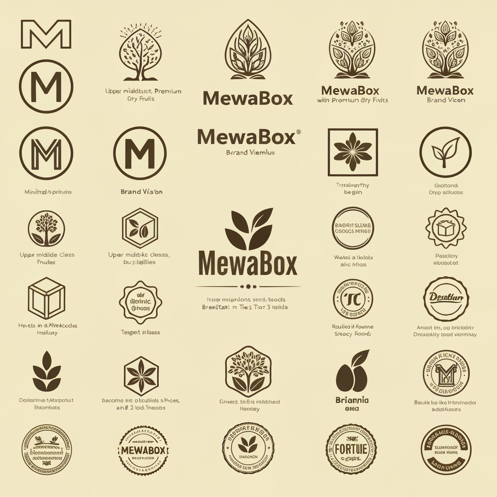 AI Design for You are the Creative Director at Pentagram, Landor & Fitch, and Interbrand.
Your task is NOT to create a logo for a dry fruit company.
Your task is to build the identity of India's next billion-dollar FMCG company.
Brand Name:
MewaBox
Brand Vision:
MewaBox will begin with premium dry fruits but will expand into snacks, seeds, breakfast foods, honey, spices, healthy foods and eventually become a national FMCG brand competing with Nestlé India, ITC, Tata Consumer, Reliance Consumer, Fortune and Dabur.
Target Audience:
Upper middle class and aspirational middle class families in Tier 2 and Tier 3 India.
Brand Personality:
Trustworthy.
Approachable.
Modern.
Honest.
Affordable.
Reliable.
Timeless.
The logo must communicate TRUST before PREMIUM.
The logo must look like a company that has existed for 50 years and will exist for another 100 years.
DO NOT design a startup logo.
DO NOT design an organic brand.
DO NOT design a luxury brand.
DO NOT design a tech company.
The logo should feel like a national household FMCG brand.
Requirements:
• Minimal
• Timeless
• Instantly recognizable
• Works in one color
• Works in black and white
• Works at 16px
• Works on packaging
• Works on trucks
• Works on television
• Works on investor presentations
• Works for future product expansion
STRICTLY AVOID:
❌ Letter M monograms
❌ Hidden almonds
❌ Hidden leaves
❌ Hidden seeds
❌ Hidden boxes
❌ Trees
❌ Generic organic icons
❌ Generic premium gold logos
❌ Generic green leaf branding
❌ Circular seal logos
❌ Grocery startup aesthetics
❌ Behance presentation boards
Instead explore:
• abstract symbols
• timeless geometric forms
• heritage-inspired marks
• Indian craftsmanship without clichés
• confidence
• trust
• balance
• precision
• household familiarity
Think about why the logos of Apple, Nike, Shell, Airtel, Britannia, Fortune and Nestlé became iconic.
Create 20 completely different directions.
Each direction must have a different philosophy.
Do not repeat visual ideas.
Focus on originality rather than decoration.
The goal is to create a logo that could stand beside Nestlé, ITC, Fortune, Tata Consumer, Reliance Consumer and Dabur without looking like a startup.
